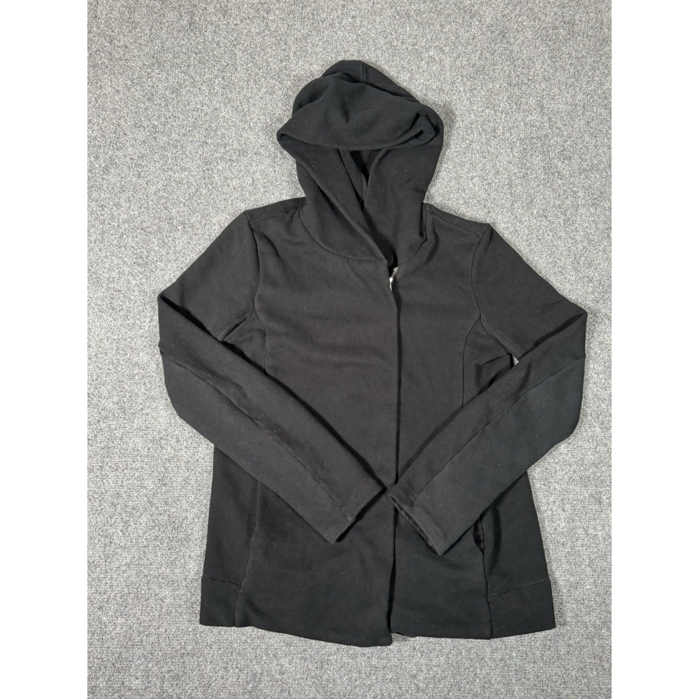 Standard James Perse Womens Black Hidden Zipper Zip Up Hoodie Sweatshirt Size 2